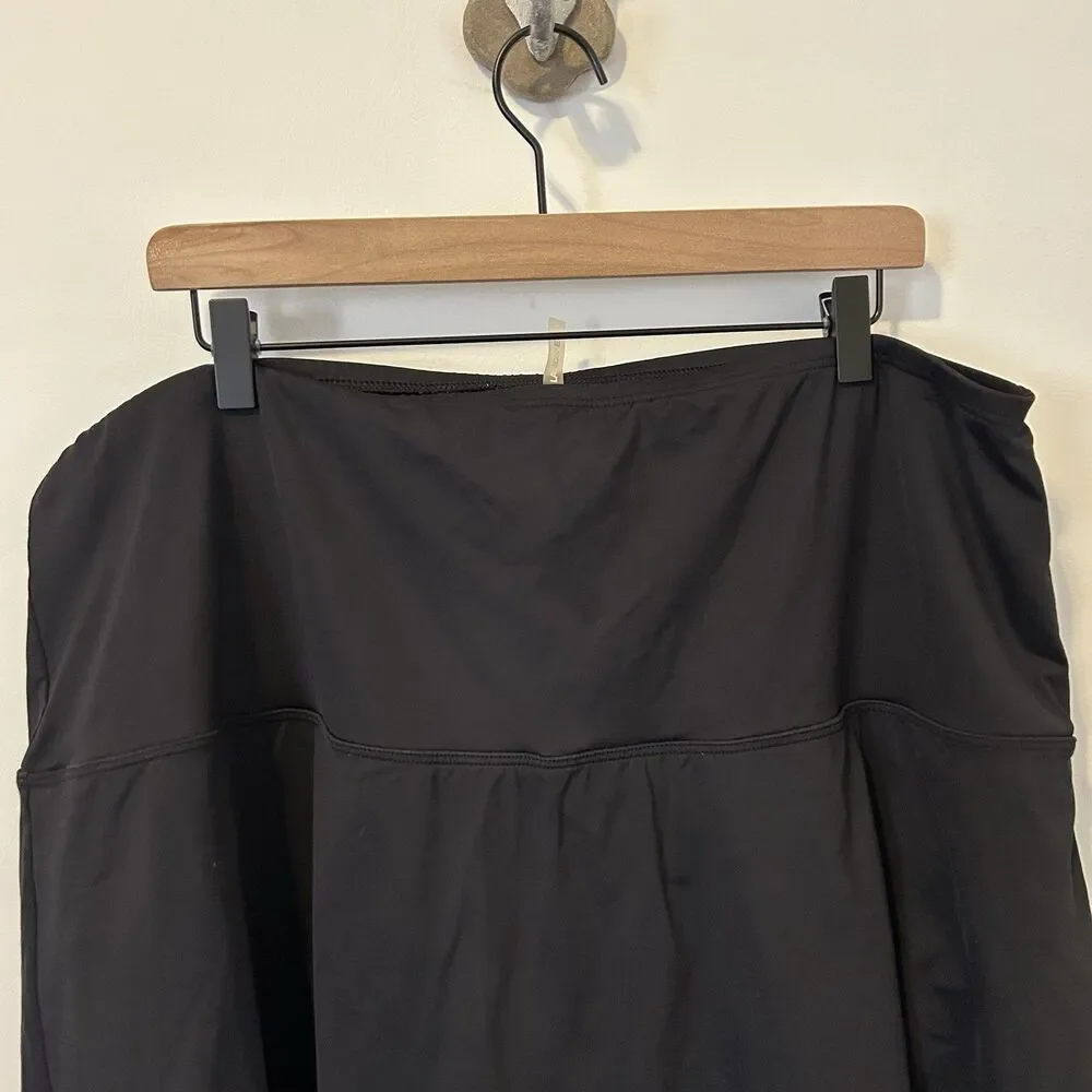 Lands' End Swim Skirt Skort Women Plus Size 24W Black Built in Brief Beach